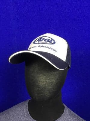 Hat White/Navy, 3D Logo, Mesh Back by Arai